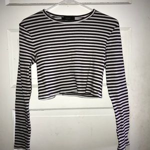 Forever 21 Cropped Striped Long Sleeve Shirt
